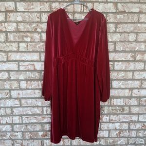 Raspberry Velvet Long Sleeve Dress Lane Bryant 26 28